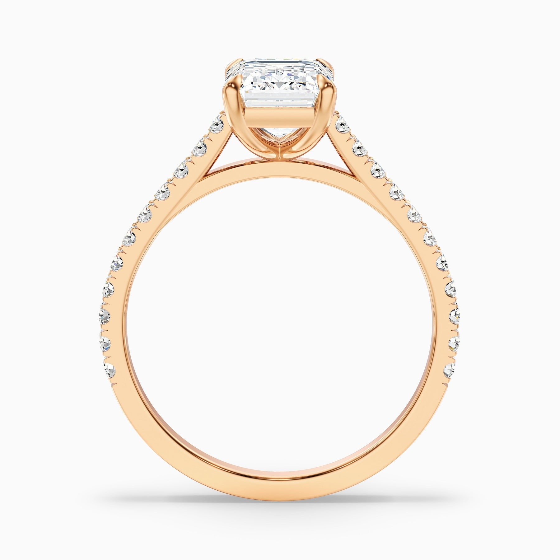 Imperial Emerald Cut Side Stone Pave Lab Grown Engagement Ring